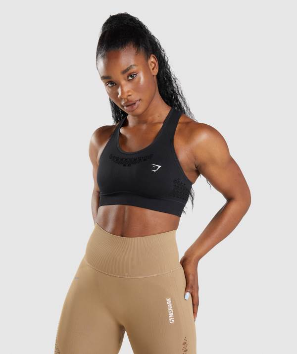 Damske Športové Podprsenky Gymshark Energy Seamless Čierne | WA3821560